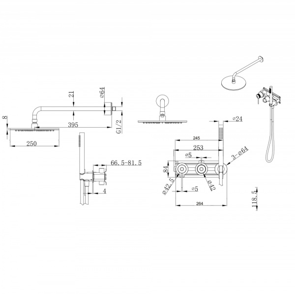 Фото душевой набор со встроенным смесителем abber emotion 316 af8819bst