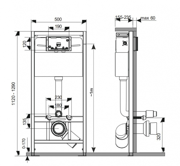 Фото инсталляция для унитаза kk pol premium 350/zpw/500-00-p0