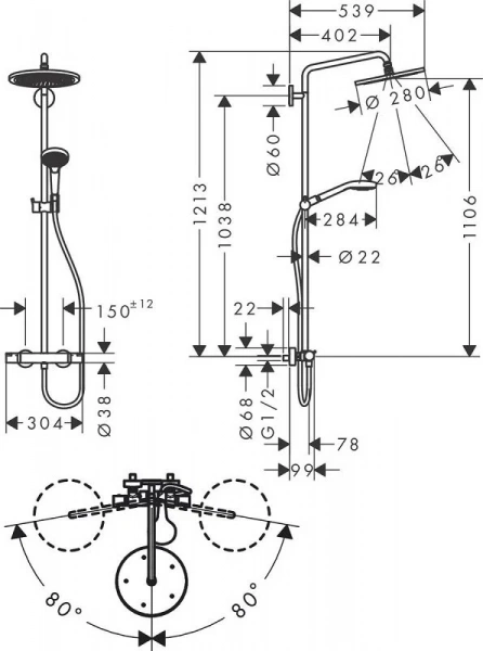 Фото душевая стойка hansgrohe croma select s 26890140