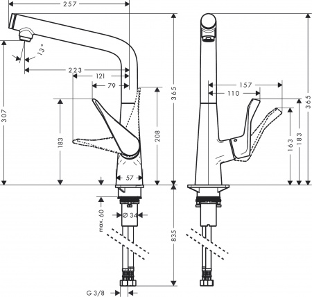 Фото смеситель для кухни hansgrohe metris select 14883000