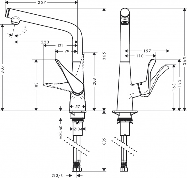 Фото смеситель для кухни hansgrohe metris select 14883000