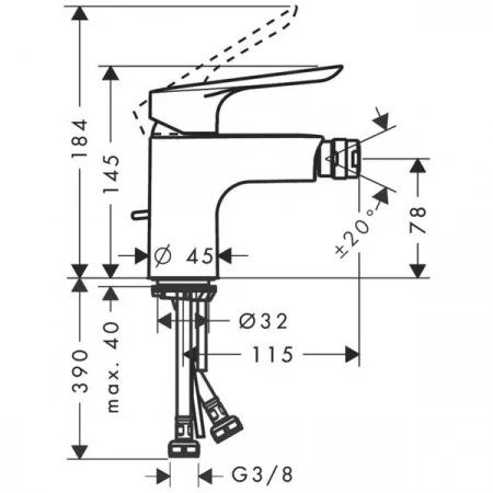 Фото смеситель для биде hansgrohe logis e 71232000
