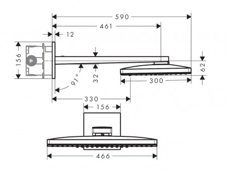 Фото верхний душ с держателем hansgrohe rainmaker select 460 3jet 24007400