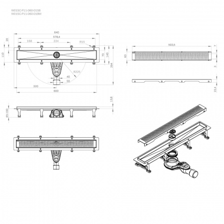 Фото душевой трап am.pm masterflow 60 см w01sc-p11-060-01sb