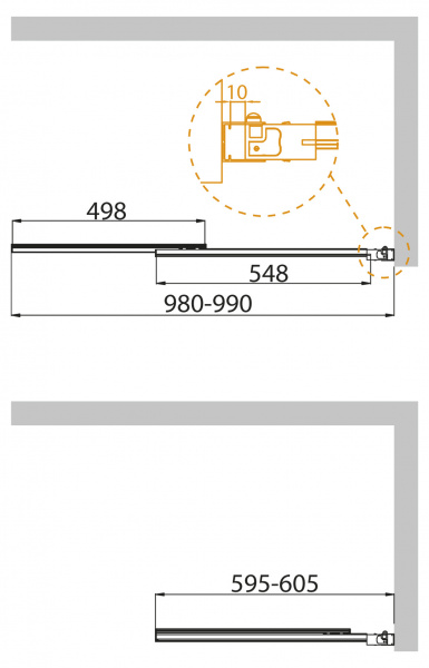 Фото душевая стенка cezares slider slider-vf-11-100/150-c-cr 100 см