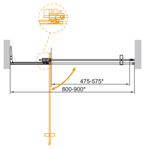 Фото душевая дверь cezares slider-b-1-80/90-br-cr 80 см