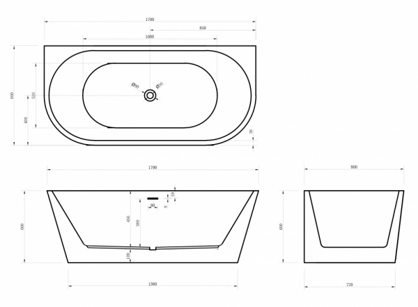 Фото акриловая ванна abber 170x80 см ab9216-1.7mw