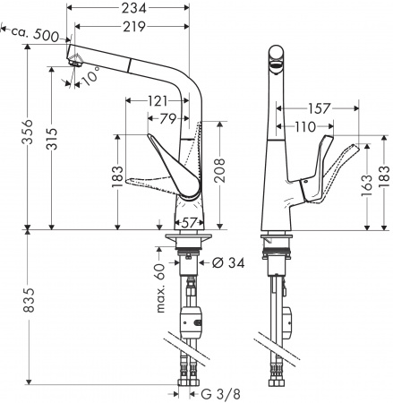 Фото смеситель для кухни hansgrohe metris 14821000