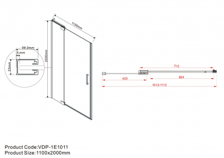 Фото душевая дверь vincea extra 110 см vdp-1e1011clb