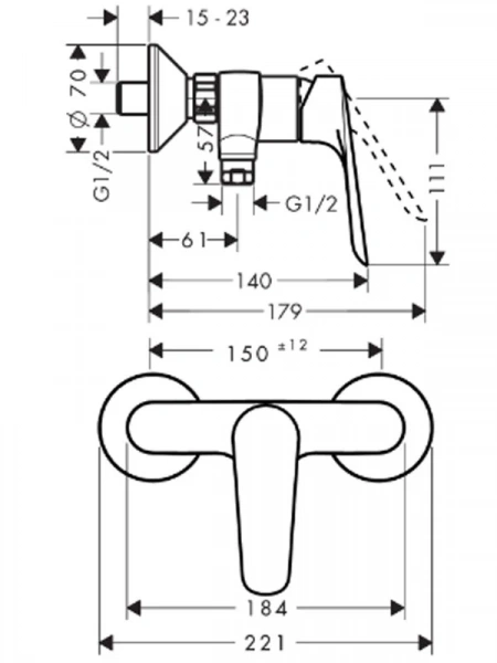 Фото смеситель для душа hansgrohe logis e 71610000_otu