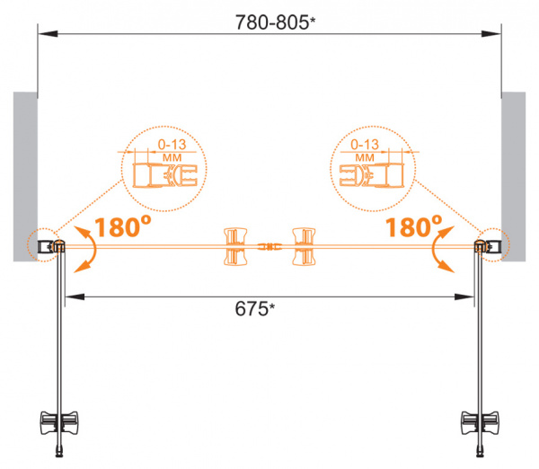 Фото душевая дверь cezares eco-o-b-2-80-p-cr 80 см