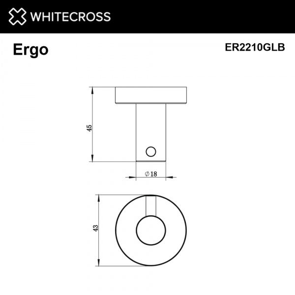Фото крючок whitecross ergo er2210glb, цвет: золото брашированное