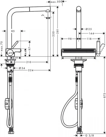 Фото смеситель для кухонной мойки hansgrohe aquno select 73836670