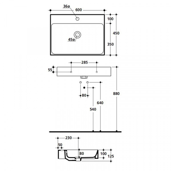 Фото раковина подвесная kerasan cento 60 см 353101