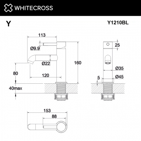 Фото смеситель для раковины whitecross y y1210bl, цвет: черный