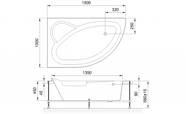 Фото акриловая ванна royal bath alpine rb819100l 150x100 см