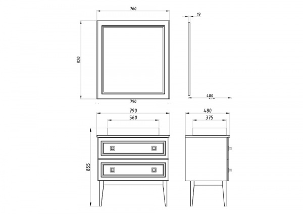 Фото зеркало asb woodline каталина 80 см цвет: серый 12080