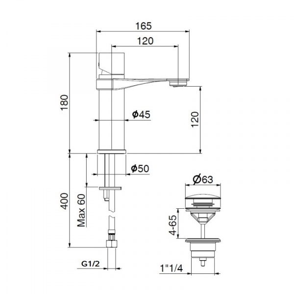 Фото смеситель для раковины webert one-b nb830102015
