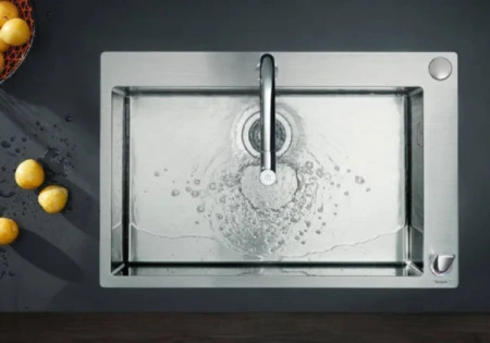 Фото смеситель для кухонной мойки hansgrohe metris select 73819000