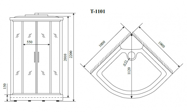 Фото душевая кабина timo comfort t-1101p 100x100 см
