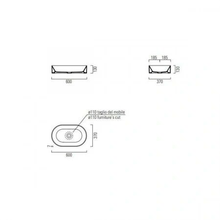 Фото раковина накладная gsi kube x 60 см 9458pvc11