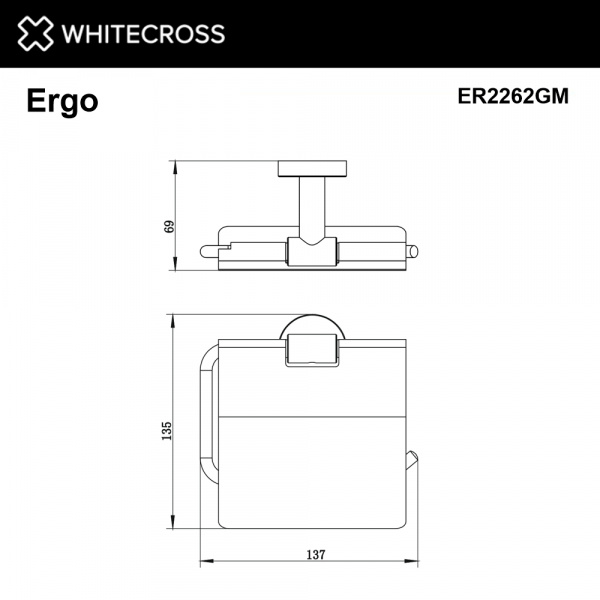 Фото держатель для туалетной бумаги whitecross ergo er2262gm, цвет: оружейная сталь