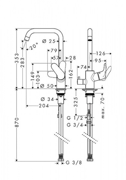 Фото смеситель для кухни hansgrohe focus e2 31823000
