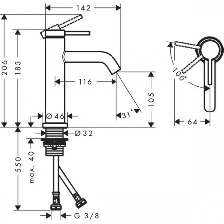 Фото смеситель для раковины hansgrohe tecturis s 73312000