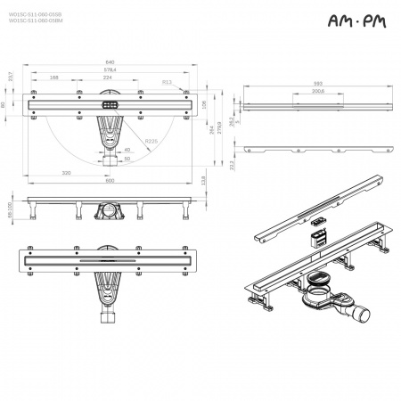 Фото душевой трап am.pm masterflow 60 см w01sc-s11-060-05sb