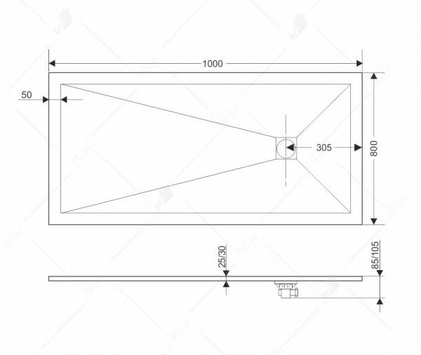 Фото поддон rgw st-g 80x100 см 16152810-02