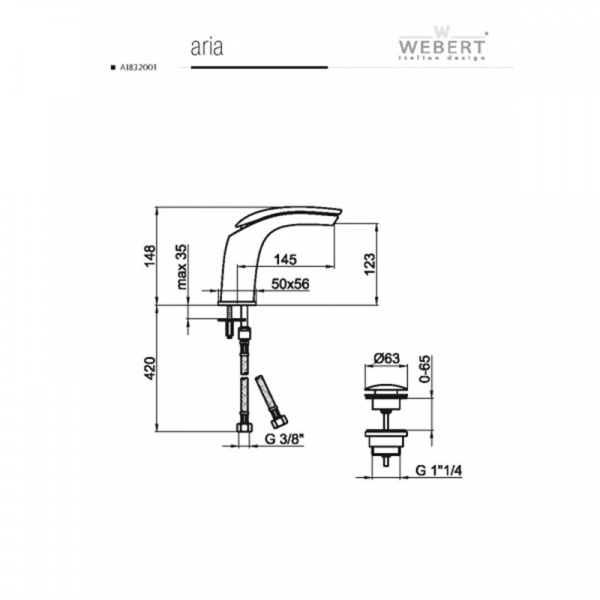 Фото смеситель для раковины webert aria, цвет: хром ai832001015