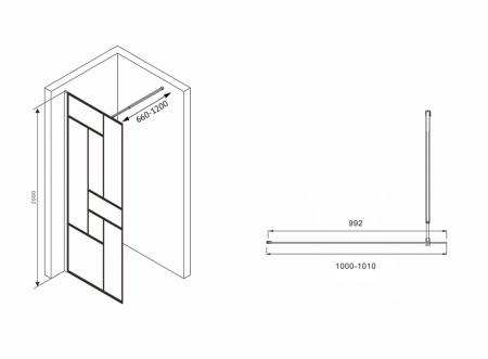 Фото душевая стенка abber immer offen 100 см ag63100b8 (распродажа)