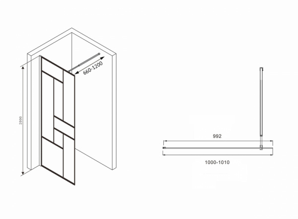 Фото душевая стенка abber immer offen 100 см ag63100b8 (распродажа)