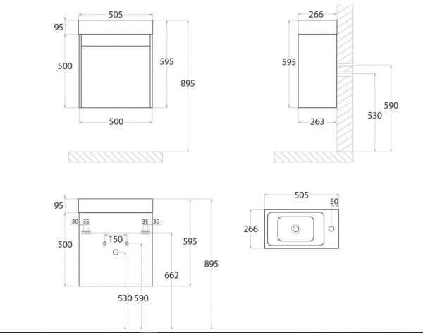 Фото тумба под раковину art&max family 50 см family-500-1d-so-pe