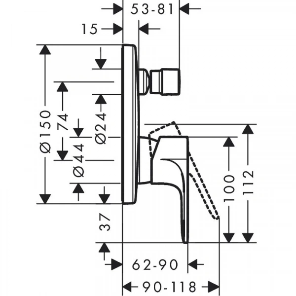 Фото смеситель для душа hansgrohe rebris s 72466000