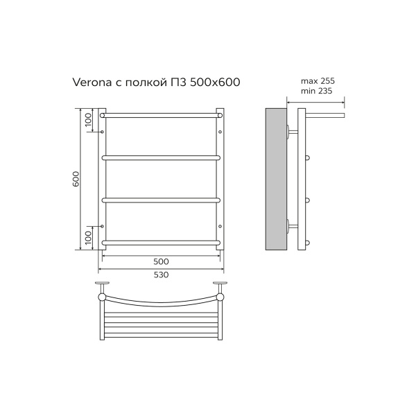Фото водяной полотенцесушитель azario verona 50x60 см цвет: хром az04156p