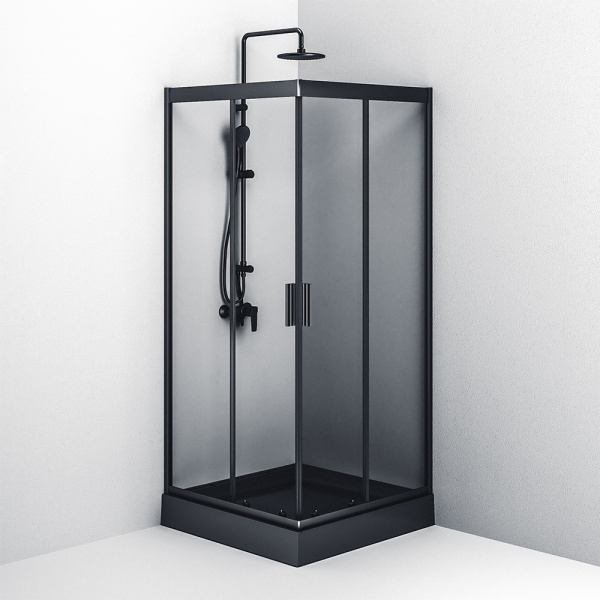 Фото душевой уголок am.pm gem square black edition 90х90 см w90g-403-090bt