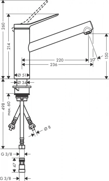 Фото смеситель для кухонной мойки hansgrohe zesis 74806000