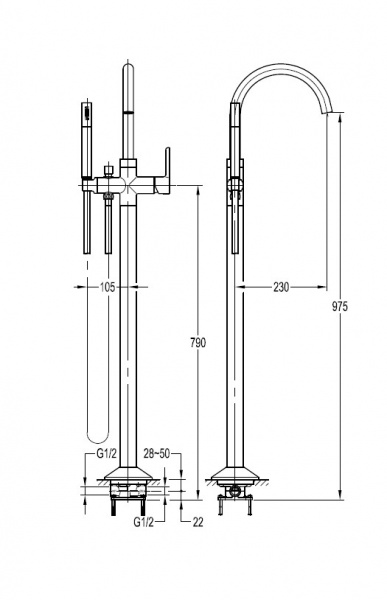 Фото напольный смеситель cezares eco eco-vdp-01