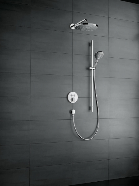 Фото верхний душ с держателем hansgrohe raindance select s 300 2jet 27378000