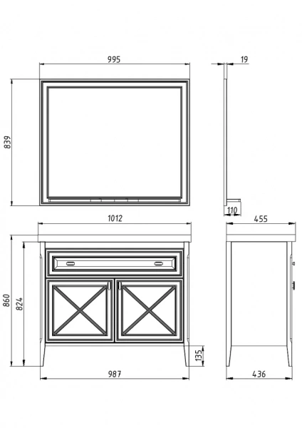 Фото тумба под раковину asb woodline монте 100 см, цвет: бежевый 10792 бж
