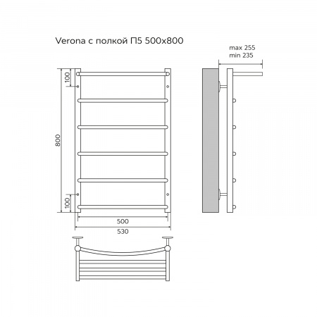 Фото водяной полотенцесушитель azario verona 50x80 см цвет: хром az04158p