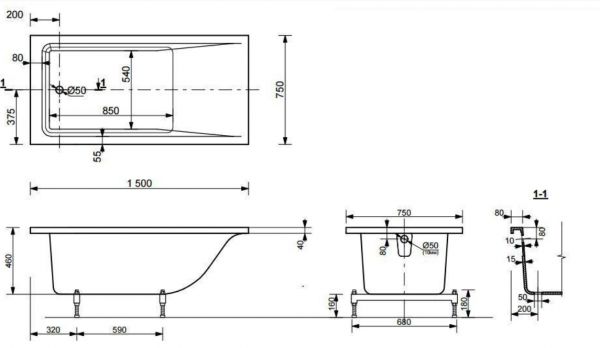 Фото ванна из искусственного камня bogema sofix 150 x 75 см vs15075m