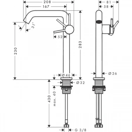 Фото смеситель для раковины hansgrohe tecturis s 73372700