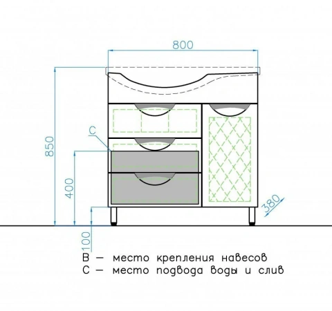 Фото тумба под раковину style line  жасмин 80 см лс-00000526