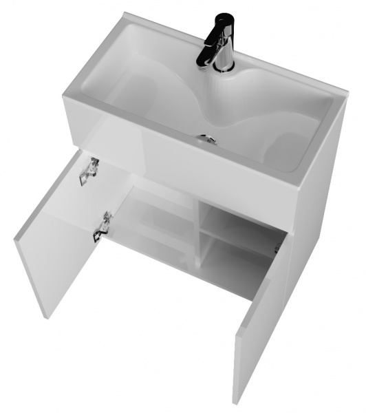 Фото тумба с раковиной 1marka mira 60 см, цвет: белый глянец у75328