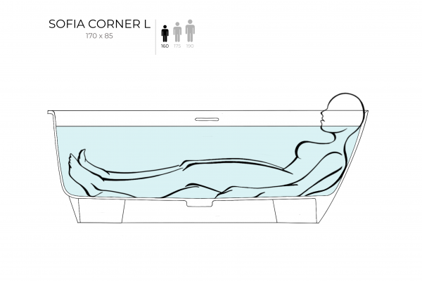 Фото ванна из искусственного камня salini sofia corner 170x85 см l 102525m матовая