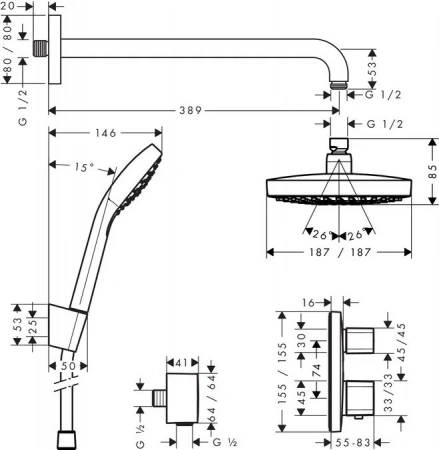 Фото душевая стойка hansgrohe croma select e 27294000