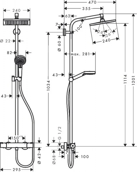 Фото душевая стойка hansgrohe crometta 27281000
