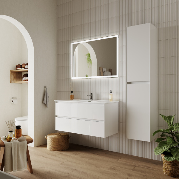 Фото тумба под раковину sancos cento 100 см, цвет: белый глянец cn100w
